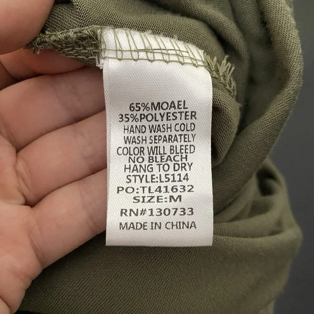 Umgee Wide Leg Crop Jumpsuit Size M Olive Moss Green Boho Beachy Resort Vacation - Picture 8 of 12